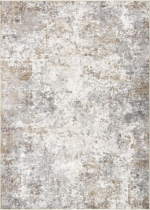 5x8 Area Rug Living Room Rugs - Washable Neutral Modern Abstract Soft Thin Large Rug Indoor Floor No Slip Rug Carpet for Bedroom Under Dining Table Home Office Decor - Brown Grey