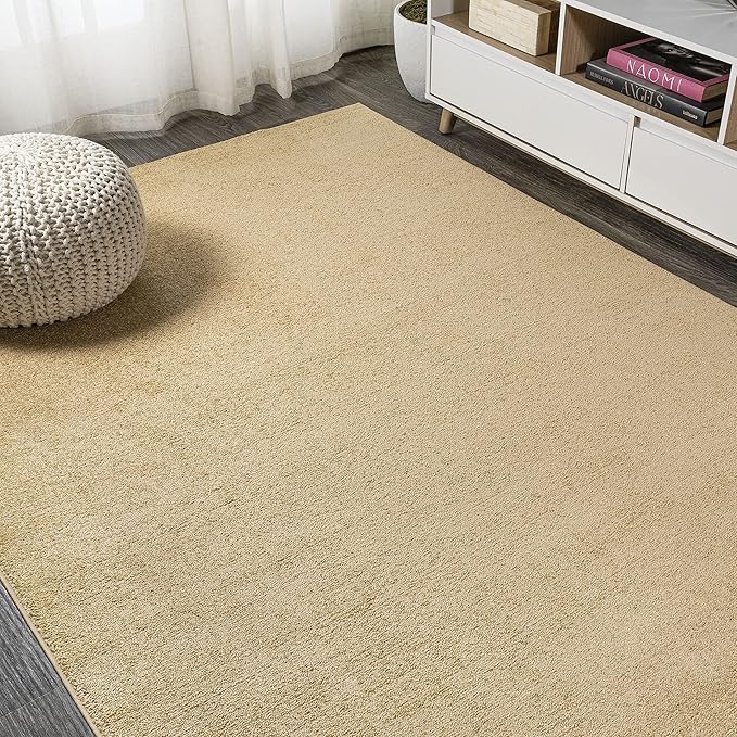 Eyely UES100B-9 Supersoft Haze Solid Low-Pile Indoor Area Rug Casual;Contemporary;Solid;Traditional, Bedroom, Kitchen, Living Room, Easy-Cleaning, Non-Shedding, 9 X 12, Mustard