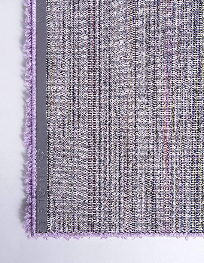 Unique Loom Solid Shag Collection Area Rug (9' x 12' 2" Rectangle Lilac)