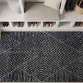 Rugshop Geometric Diamond Stripe Shag Area Rug Anthracite Dark Gray 4' x 6' Ideal for Small Living Rooms, Offices, or Beside The Bed