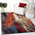 SAFAVIEH Glacier Collection 4' x 6' Red/Green GLA126Q Modern Abstract Non-Shedding Living Room Bedroom Accent Rug