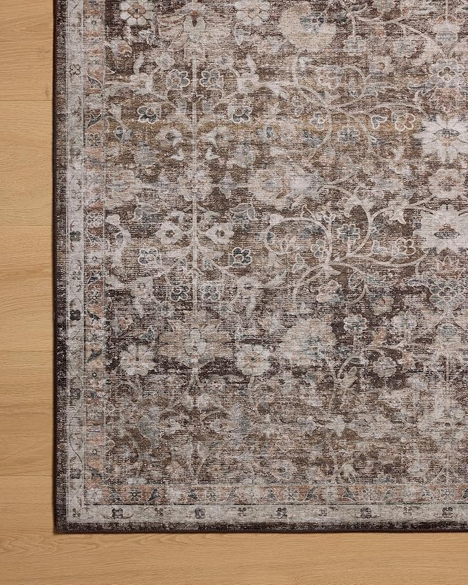 Loloi Amber Lewis Josie Collection JOS-02 Earth/Natural 3'-6" x 5'-6", .13" Pile Height, Low Profile, Machine Washable, Accent Rug