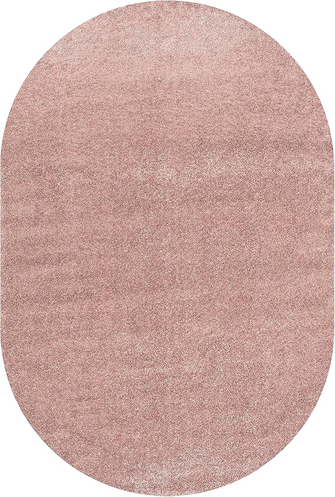 Eyely UES100P-6OV Supersoft Haze Solid Low-Pile Indoor Area Rug, Coastal, Bohemian, Minimalist, Classic, Casual for Bedroom,Kitchen,Living Room,Non Shedding,Easy-Washing, Pink, 6 X 9 Oval