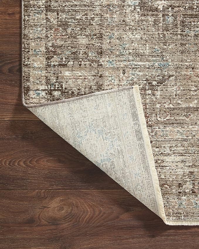 Loloi Magnolia Home by Joanna Gaines Millie Collection MIE-03 Charcoal/Dove 7'-10" x 7'-10", .25" Pile Height, Round Area Rug