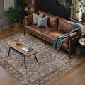HUGEAR 3x5 Machine Washable Rugs Tradition Brown Hallway Area Rug Indoor Accent Rug Floral Low Pile Carpet Soft Throw Rug Bedroom Living Room Office Dining Room Kitchen Laundry Room Non Slip