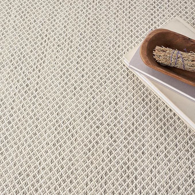 Nourison Home Courtyard Ivory Silver 5' x Square Area Rug - Easy Clean, Non Shedding, Bed Room, Living Room, Dining Room, Kitchen (5' x Square)