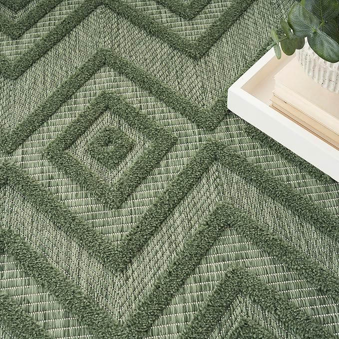 Nourison Home Versatile Green 8' x 10' Area Rug - Easy Clean, Non Shedding, Bed Room, Living Room, Dining Room, Kitchen (8' x 10')