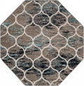 Rugs.com Lattice Frieze Collection Rug – 7 Ft Octagon Blue Multi Medium-Pile Rug Perfect for Living Rooms, Kitchens, Entryways