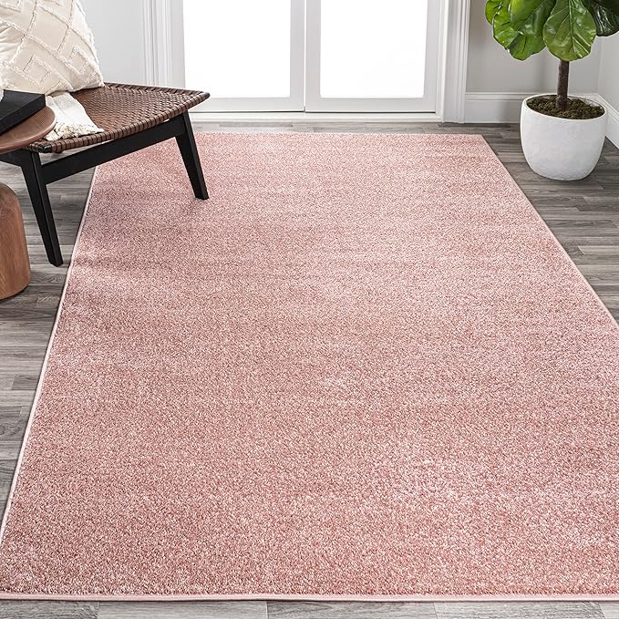Eyely UES100P-3 Supersoft Haze Solid Low-Pile Indoor Area Rug Casual;Contemporary;Solid;Traditional, Bedroom, Kitchen, Living Room, Easy-Cleaning, Non-Shedding, 3 X 5, Pink