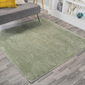 Eyely UES100O-6SQ Supersoft Haze Solid Low-Pile Indoor Area Rug, Coastal, Bohemian, Minimalist, Classic, Casual for Bedroom,Kitchen,Living Room,Non Shedding,Easy-Washing, Green, 6' Square
