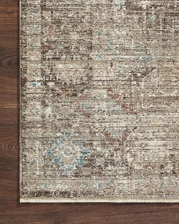 Loloi Magnolia Home by Joanna Gaines Millie Collection MIE-03 Charcoal/Dove 7'-10" x 7'-10", .25" Pile Height, Round Area Rug