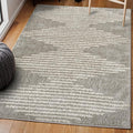 JONATHAN Y Elm Diamond Stripe Shag Gray/Ivory Indoor Area Rug, 3x5, Geometric, Bohemian, Contemporary, Easy-Cleaning for Living Room, Bedroom, Kitchen, Pet Friendly, Non-Shedding (MOH408B-3)