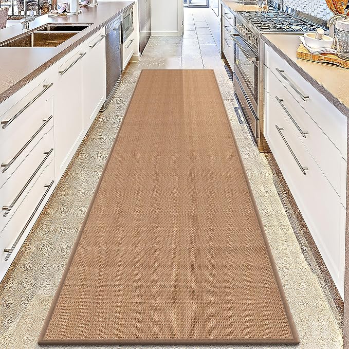 Rubber Runner Rug for Hallways Non Slip, Low Pile Long Laundry Room Mat Hall Jute Rug Runner Carpet Non Skid