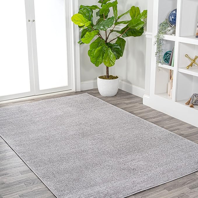 JONATHAN Y Haze Solid Low-Pile Light Gray Indoor Area Rug 6x9, Coastal,Bohemian,Minimalist,Classic, Easy-Cleaning for Living Room,Bedroom,Kitchen,Pet Friendly,Non-Shedding (SEU100K-6)