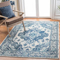 SAFAVIEH Monaco Collection MNC243A Boho Chic Medallion Distressed Non-Shedding Living Room Bedroom Accent Area Rug, 3' x 5', Ivory / Blue