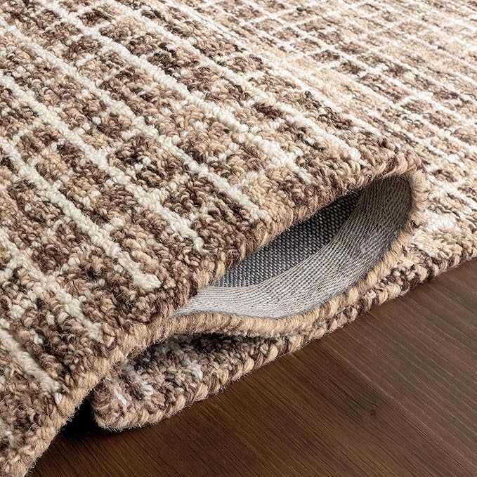Rugs USA Melrose Brown/Ivory, 2'6" x 14', Handmade, Wool & Cotton, Soft and Cozy, High Traffic, Stain Resistant, Easy Clean, Durable Runner for Bedroom, Living Room, Dining Space, Den, Entryway
