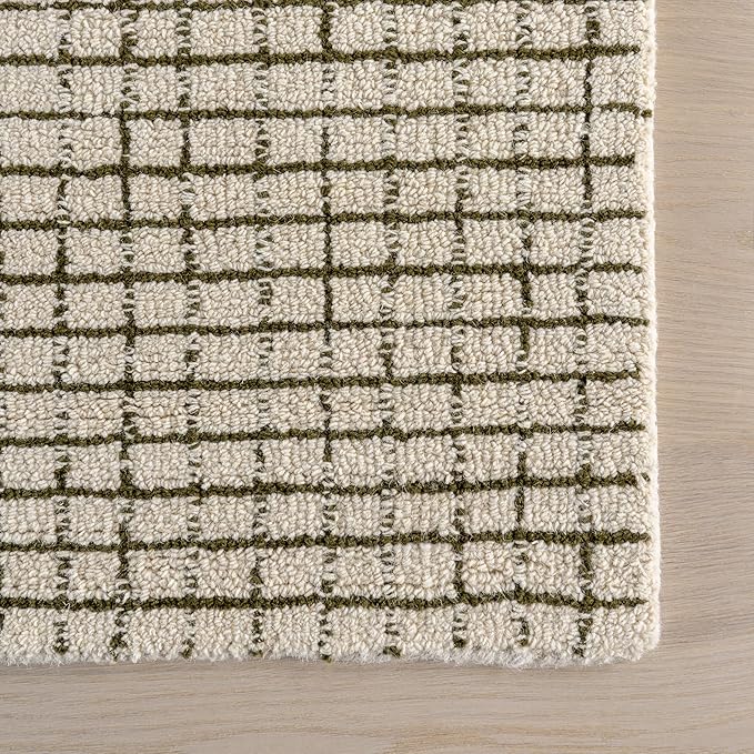 Rugs USA Melrose Green/Ivory, 6' x 9', Handmade, Wool & Cotton, Soft and Cozy, High Traffic, Stain Resistant, Easy Clean, Durable Area Rug for Bedroom, Living Room, Dining Space, Den, Entryway