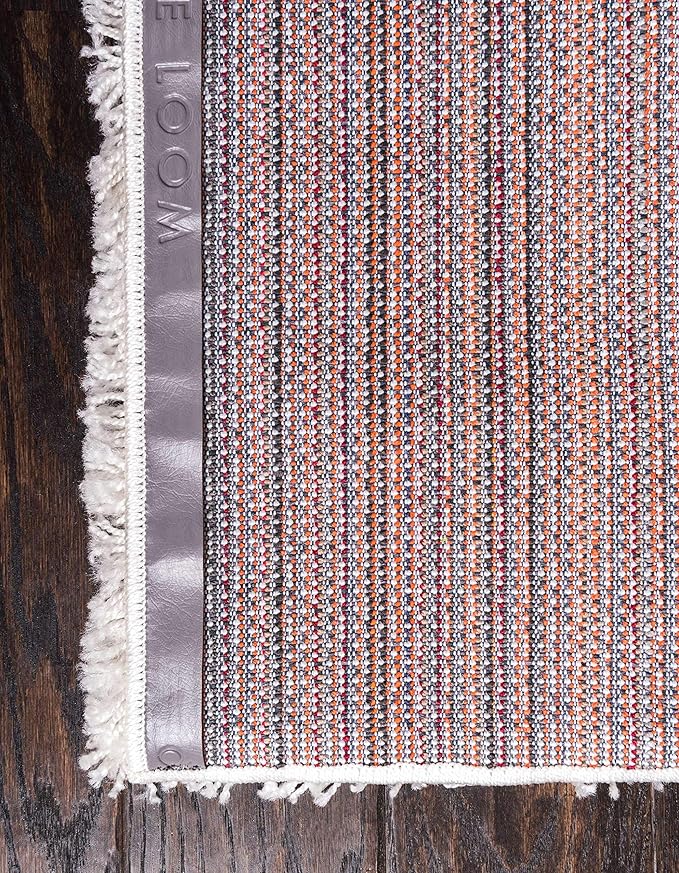 Unique Loom Solid Shag Collection Area Rug (7' 1" x 10' Rectangle, Snow White)