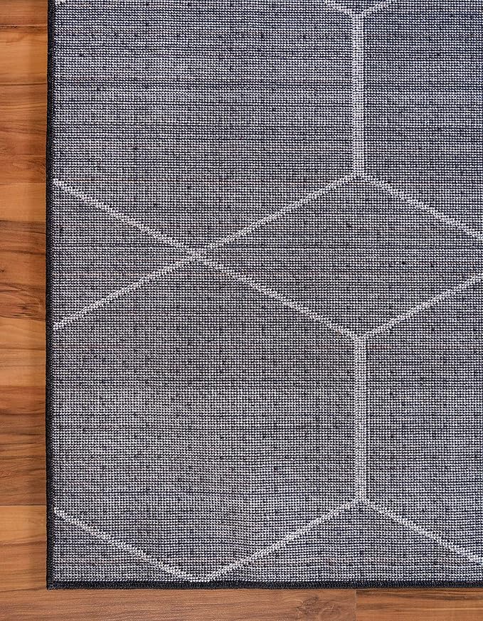 Unique Loom Trellis Frieze Collection Area Rug - Geometric (9' x 12' 2", Black/ Ivory)