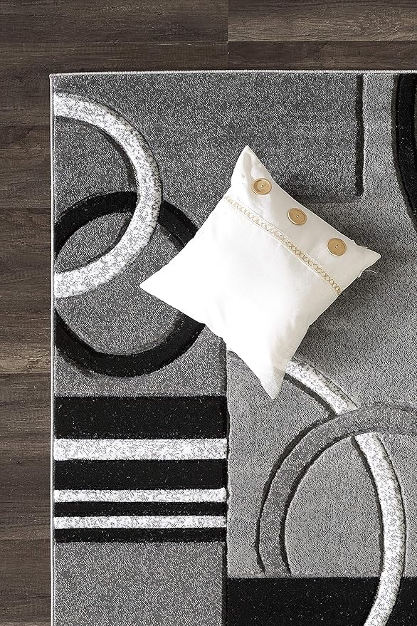 GLORY RUGS Area Rug Modern 5x7 Grey Soft Hand Carved Contemporary Floor Carpet with Premium Fluffy Texture for Indoor Living Dining Room and Bedroom Area