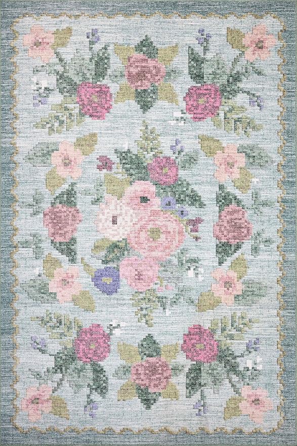 Loloi Rifle Paper Co. Rosa Collection RSA-02 Sky 2'-0" x 5'-0" Accent Rug
