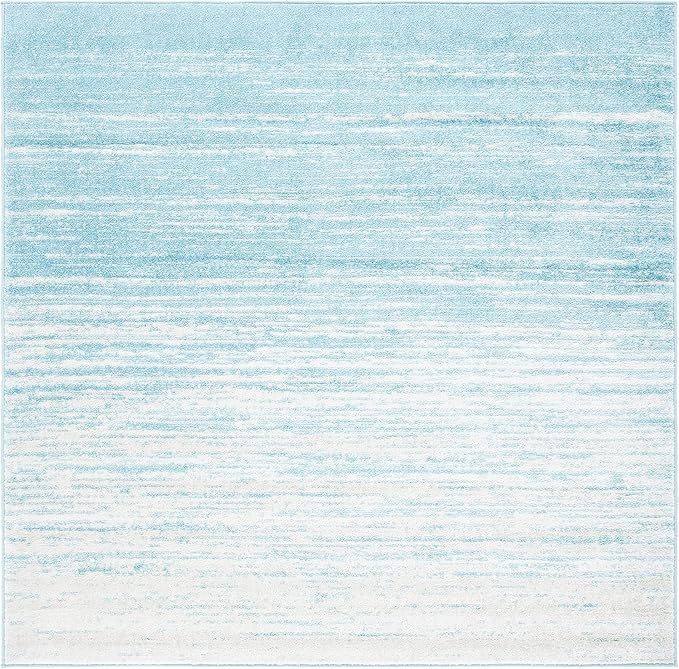 SAFAVIEH Adirondack Collection Area Rug - 5' Square, Aqua & Ivory, Modern Ombre Design, Non Shedding & Easy to Clean, Ideal for Living Room, Bedroom, Office, Dining Space (ADR113J)