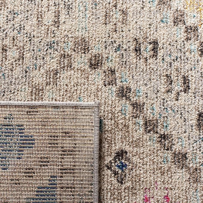 SAFAVIEH Madison Collection Runner Rug - 2'2" x 22', Grey & Yellow, Boho Diamond Distressed Design, Non-Shedding & Easy Care, Ideal for High Traffic Areas in Living Room, Bedroom (MAD418F)
