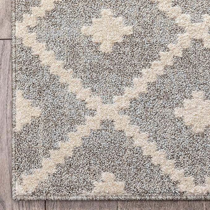 Well Woven Custom Size Hallway Stair Runner - Choose Your Length - Ainsley Ivory Diamond Trellis Geometric Tribal - 31 Inches Wide x 35 Feet Long Runner (31" x 35' Runner) Rug