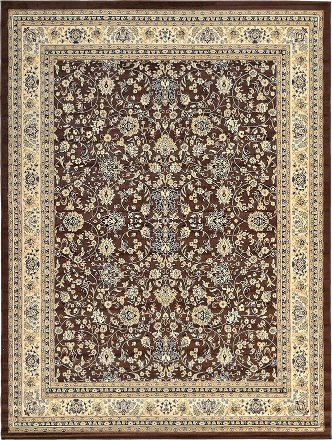 Unique Loom Sialk Hill Collection Area Rug - Washington (9' 10" x 13' 1" Rectangle Brown/Black)