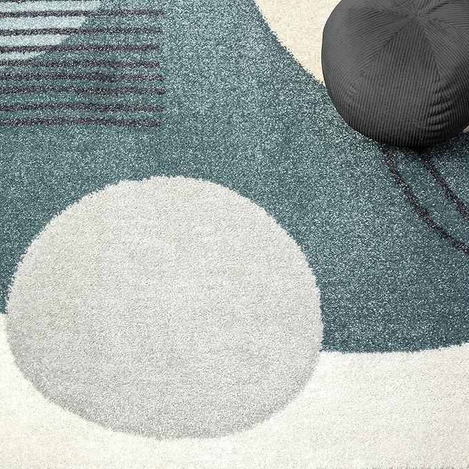 Abani Deco Collection Area Rug -Cream/Green Minimalist Design -4' x 6' - Easy to Clean - Durable for Kids and Pets - Non-Shedding - Medium Pile - Soft Feel - for Living Room, Bedroom & Office