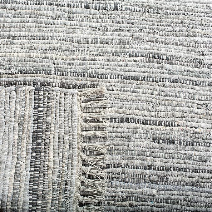 SAFAVIEH Rag Rug Collection Runner Rug - 2'3" x 8', Grey, Handmade Boho Stripe Cotton, Ideal for High Traffic Areas in Living Room, Bedroom (RAR121A)