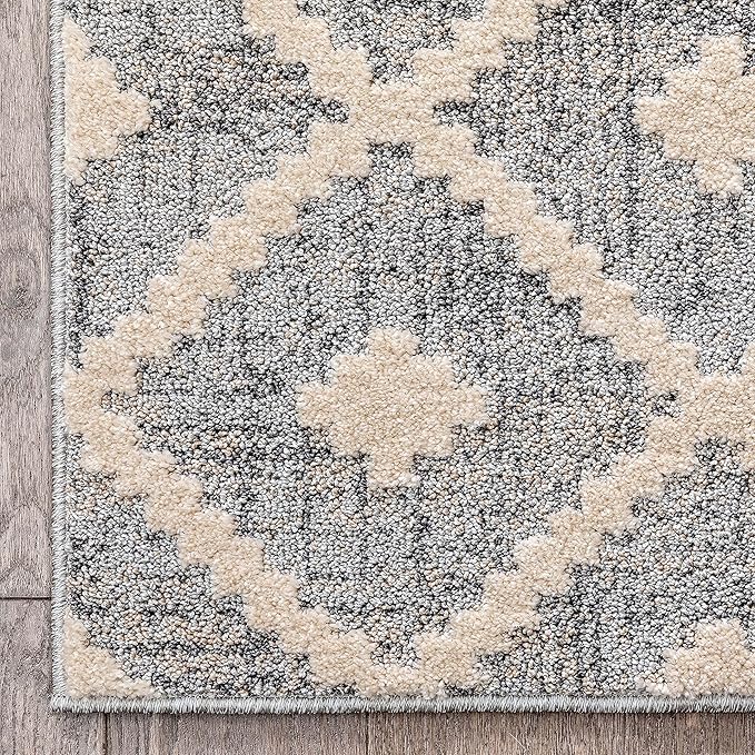 Well Woven Custom Size Hallway Stair Runner - Choose Your Length - Ainsley Grey Diamond Trellis Geometric Tribal - 27 Inches Wide x 80 Feet Long Runner (27" x 80' Runner) Rug