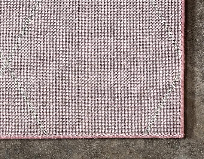 Unique Loom Trellis Frieze Collection Area Rug - Geometric (4' 1" x 6' 1", Light Pink/ Ivory)