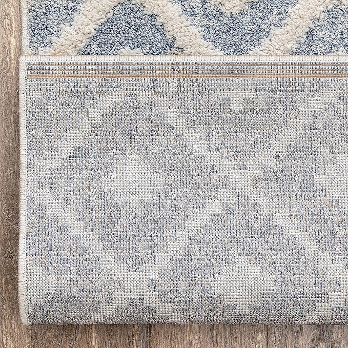 Well Woven Custom Size Runner - Choose Your Length - Ainsley Blue Diamond Trellis Geometric Tribal - 31 Inches Wide x 5 Feet Long Runner (31" x 5' Runner) Rug