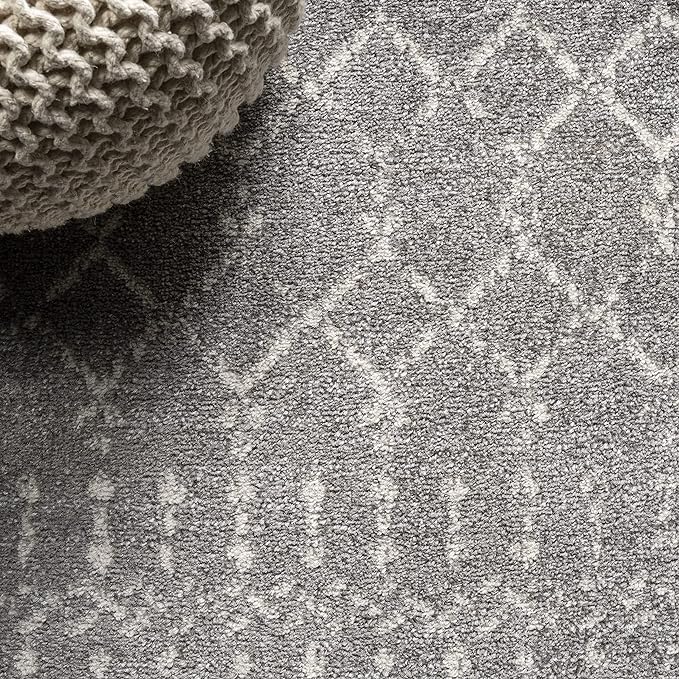 JONATHAN Y Boho Vintage Diamond Gray/Ivory Square Area Rug 9X9 ft, Moroccan Hype for Living Room, Bedroom, Kitchen, Office, Easy-Cleaning, High Traffic, Pet-Friendly, Non-Shedding (MOH101C-9SQ)