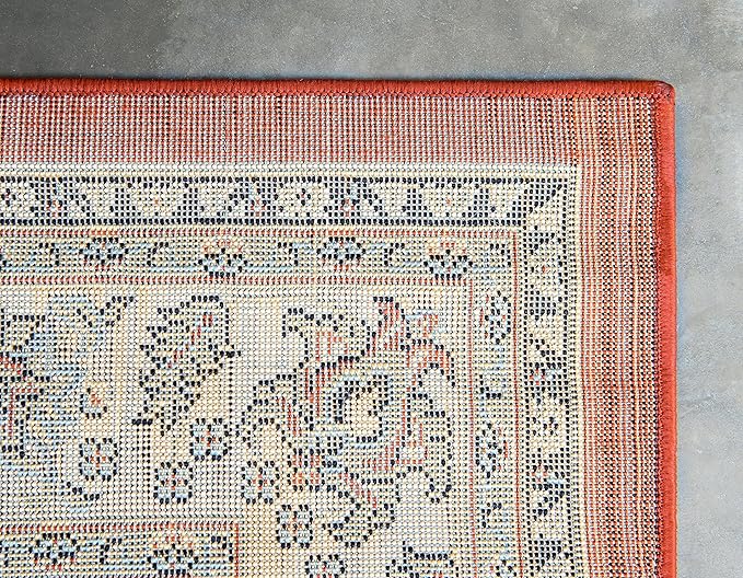Unique Loom Sialk Hill Collection Area Rug - Washington (9' x 12' Rectangle Terracotta/Cream)