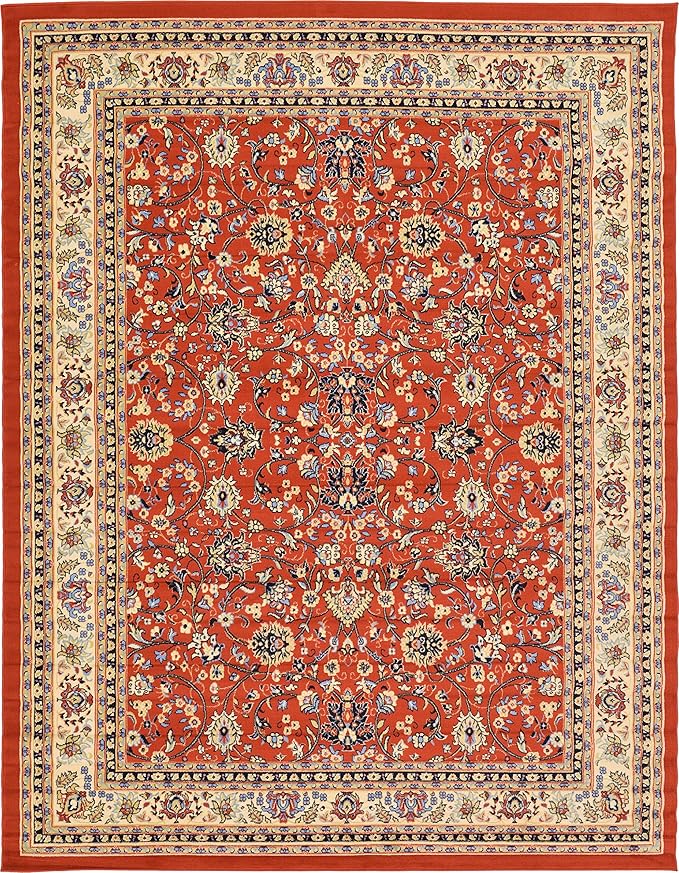 Unique Loom Sialk Hill Collection Area Rug - Washington (9' x 12' Rectangle Terracotta/Cream)