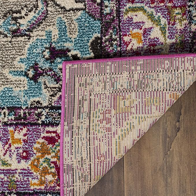 SAFAVIEH Monaco Collection Runner Rug - 2'2" x 12', Violet & Light Blue, Boho Chic Medallion Distressed Design, Non-Shedding & Easy Care, Ideal for High Traffic Areas in Living Room, Bedroom (MNC243L)