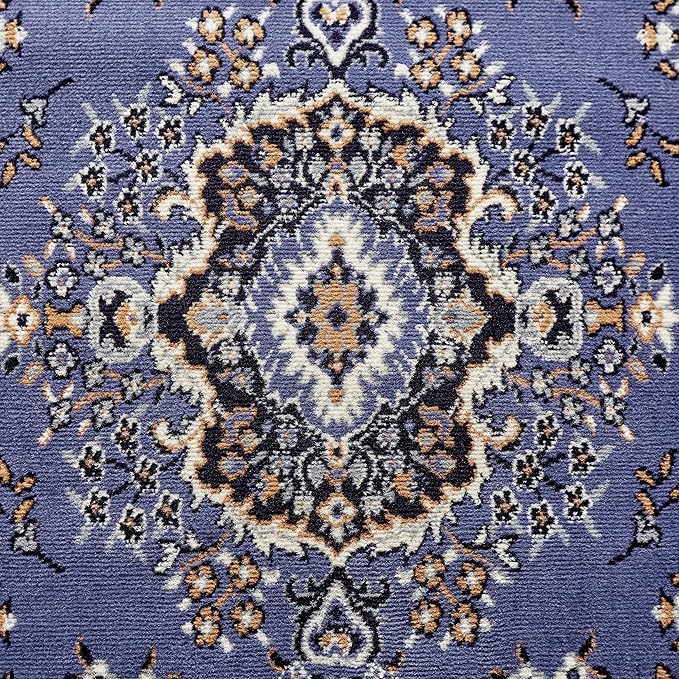 Home Dynamix Premium Sakarya Traditional Medallion Border Area Rug, Country Blue, 21"x35" Rectangle