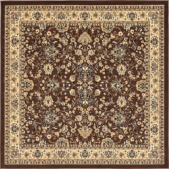 Unique Loom Sialk Hill Collection Area Rug - Washington (7' 10" Square Brown/Black)