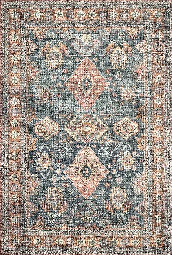 Loloi II Skye Collection SKY-10 Sea/Rust 3'-6" x 5'-6" Accent Rug