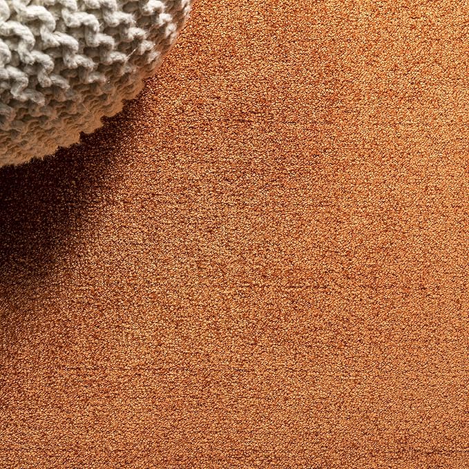 JONATHAN Y Haze Solid Low-Pile Orange 4x6 Oval Indoor Area Rug, Coastal,Bohemian,Minimalist,Classic, Easy-Cleaning for Living Room,Bedroom,Kitchen,Pet Friendly,Non-Shedding (SEU100M-4OV)
