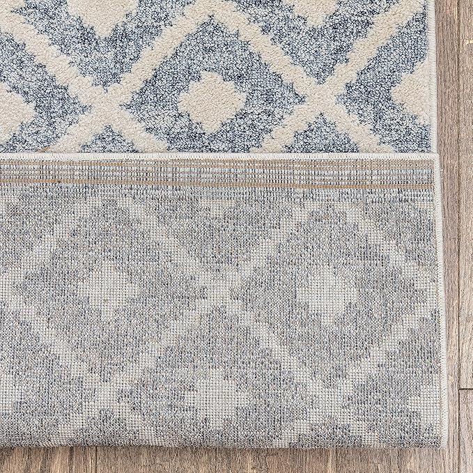 Well Woven Custom Size Hallway Stair Runner - Choose Your Length - Ainsley Blue Diamond Trellis Geometric Tribal - 31 Inches Wide x 55 Feet Long Runner (31" x 55' Runner) Rug