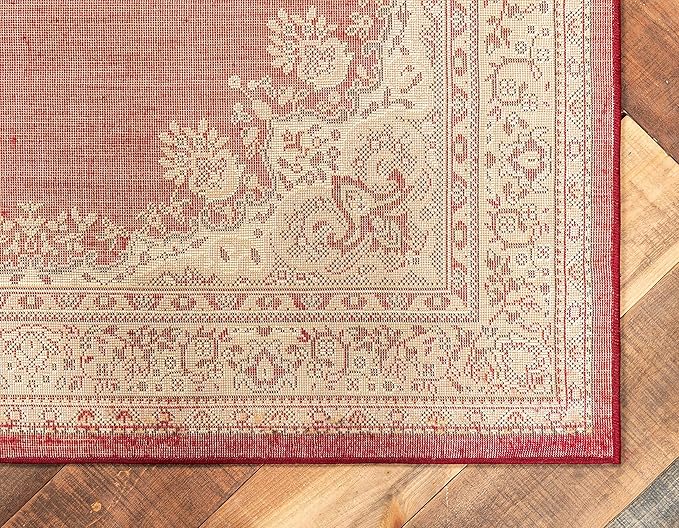 Unique Loom Reza Collection Traditional Persian Style Area Rug, Rectangular 7' 1" x 10' 0", Burgundy/Ivory