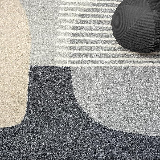 Abani Deco Collection Area Rug - Grey Minimalist Design -6' x 9' - Easy to Clean - Durable for Kids and Pets - Non-Shedding - Medium Pile - Soft Feel - for Living Room, Bedroom & Office
