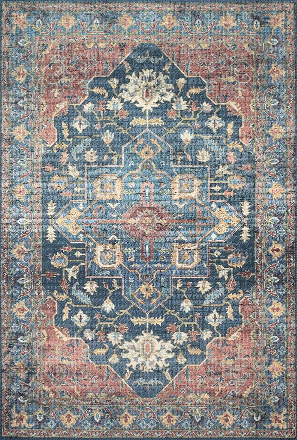 Loloi Skye Collection SKY-08 Denim/Brick 6'-0" x 6'-0" Round Area Rug