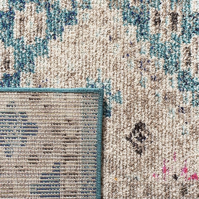 SAFAVIEH Madison Collection Area Rug - 5' x 7', Dark Blue & Yellow, Transitional Design, Slip Resistant & Stain Resistant, Ideal for High Traffic Areas in Living Room, Bedroom & Dining Room